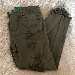 Army Green Ripped Jeans